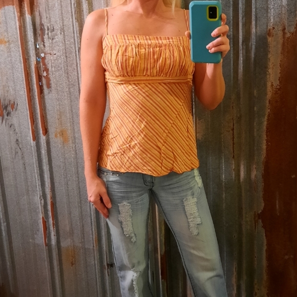 Striped Runched Bandeau Tie Back Charlotte Russe Top - Picture 4 of 8